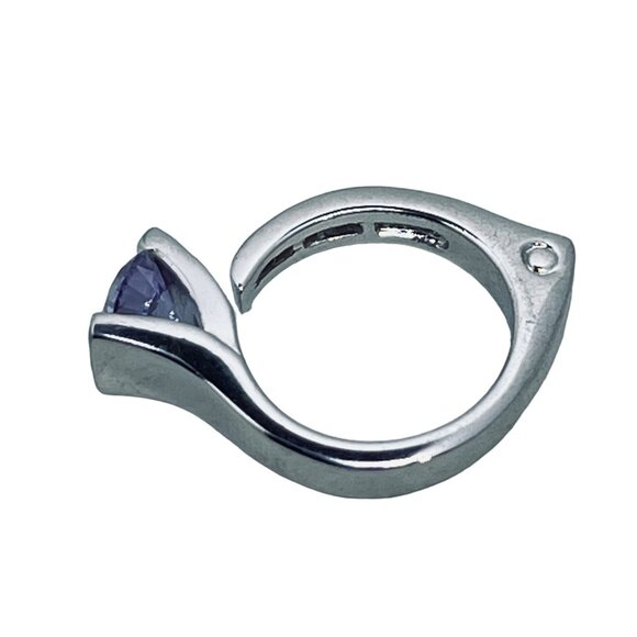 Silver Tone, Light Purple And Clear Rhinestones Statement Ring Signed Thailand ( - Picture 6 of 7